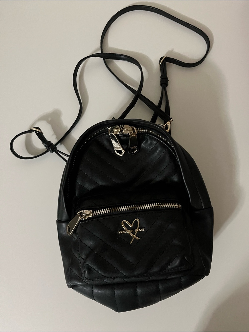 Victoria’s Secret Heart Black Quilted Mini Backpack - Picture 2 of 5